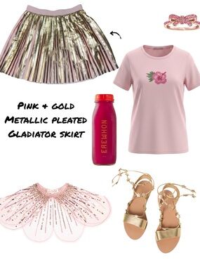 Primigi Pink and Gold Metallic Pleated Gladiator Skirt Girls 12 or Adult 0